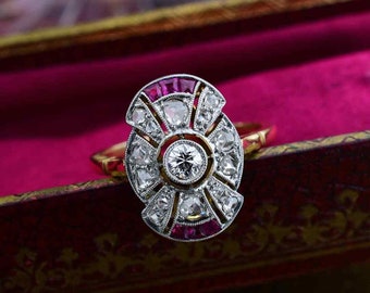 Antique Vintage 1.75 Carat Old European Cut Diamond Engagement Victorian Art deco / Milgrain -Filigree -Edwardian Ring in 14k White Gold