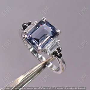 3.45Ct Alexandrite Emerald Lab Diamond Engagement Ring for women | June Birthstone Color Changing Stone Wedding Ring | Birthday Gift for her