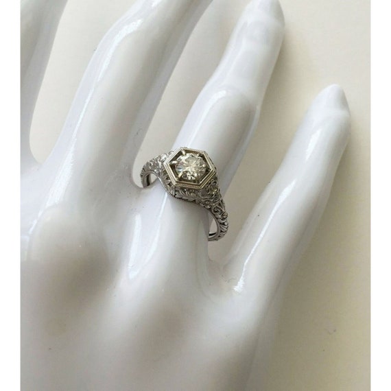 1930s vintage flower leaf style engagement ring |… - image 2