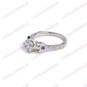 Anillo de compromiso de la Alianza Rebelde de Star Wars, anillo de bodas con diamantes redondos blancos y morados de 2,6 ct / Anillo de Star Wars / Anillo inspirado en Star Wars / Anillo geek