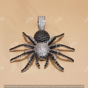 Victorian pendant 4.55 cts white round lab created diamond women&#39;s Spider pendant 925 sterling silver Spider Halloween Jewelry gift for her