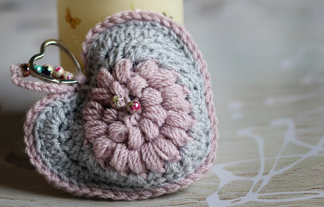 Herz mit Zierperlen gehäkelt als Anhänger Herz Altrosa als - Etsy 日本