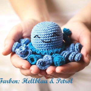 Crocheted cotton octopus, cute baby gift, unique baby gifts, cuddly toy with rattle, gift from godmother crocheted angel image 4