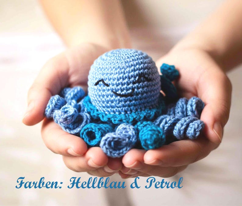 Crocheted cotton octopus, cute baby gift, unique baby gifts, cuddly toy with rattle, gift from godmother crocheted angel image 4