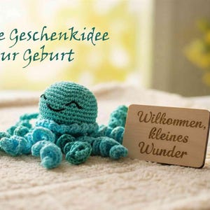 Crocheted cotton octopus, cute baby gift, unique baby gifts, cuddly toy with rattle, gift from godmother crocheted angel image 8