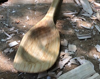Hand carved wooden cooking spoon