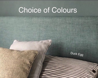 Headboard Cover - Linen style fabric - choice of colours , custom made to fit existing headboard, please see description for full details.