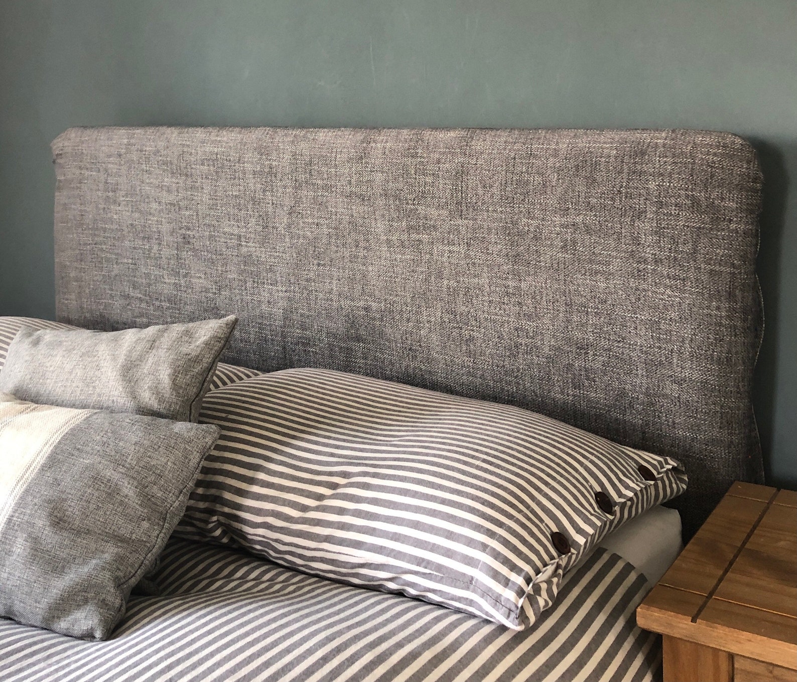 Headboard Cover Grey Linen/tweed Textured Etsy UK