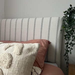 Headboard Cover - Ticking Stripe. Custom made to fit existing headboard, see description for full details.