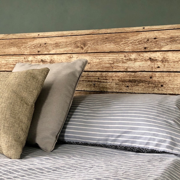 Headboard Cover - Wooden Plank Effect Fabric Cover