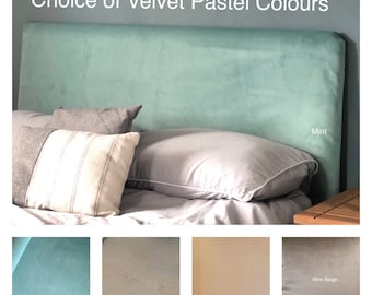 Fodera per testiera - Velluto colori pastello. Realizzata su misura per adattarsi alla testiera esistente, vedere la descrizione per maggiori dettagli.