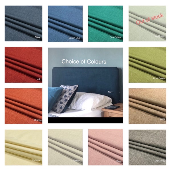 Funda de cabecero a medida - Estilo lino, variedad de colores, confeccionada a medida para adaptarse al cabecero existente. Consulte la descripción para obtener más detalles.