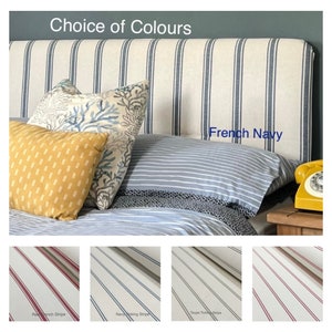Bespoke Headboard Cover - French Stripe. Custom made to fit existing headboard, see description for full details.