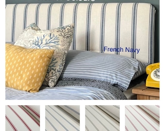 Headboard Cover - French Stripe. Custom made to fit existing headboard, see description for full details.