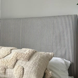 Bespoke Headboard Cover -  Navy Traditional Ticking Stripe.