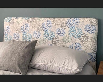 Headboard Cover - Coral blue grey