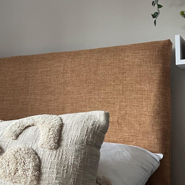 Headboard Cover - Tan  Linen Style Fabric