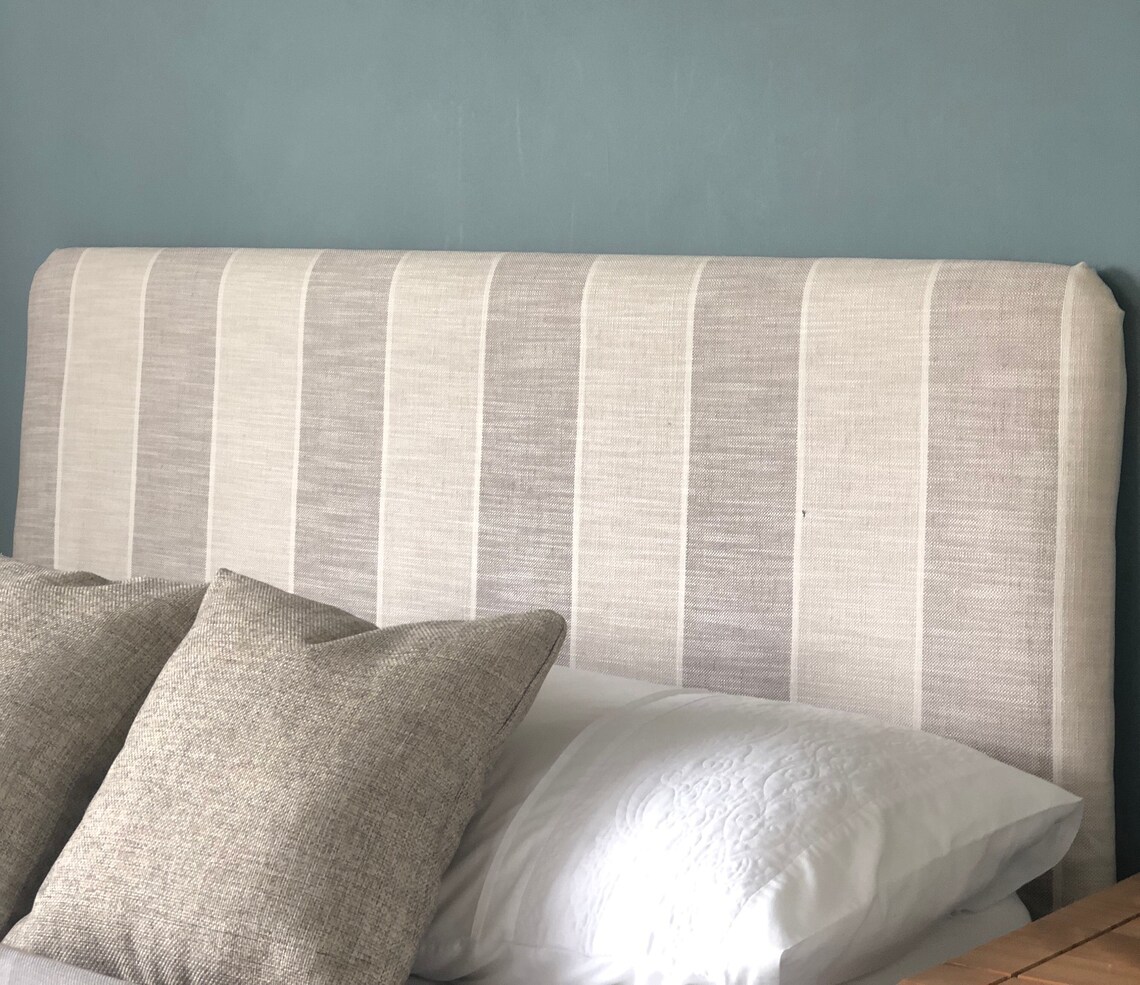 Headboard Cover Large Beige Stripe Linen Style Etsy