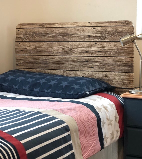 Headboard Cover Wooden Plank Effect, How To Cover A Wood Headboard With Fabric