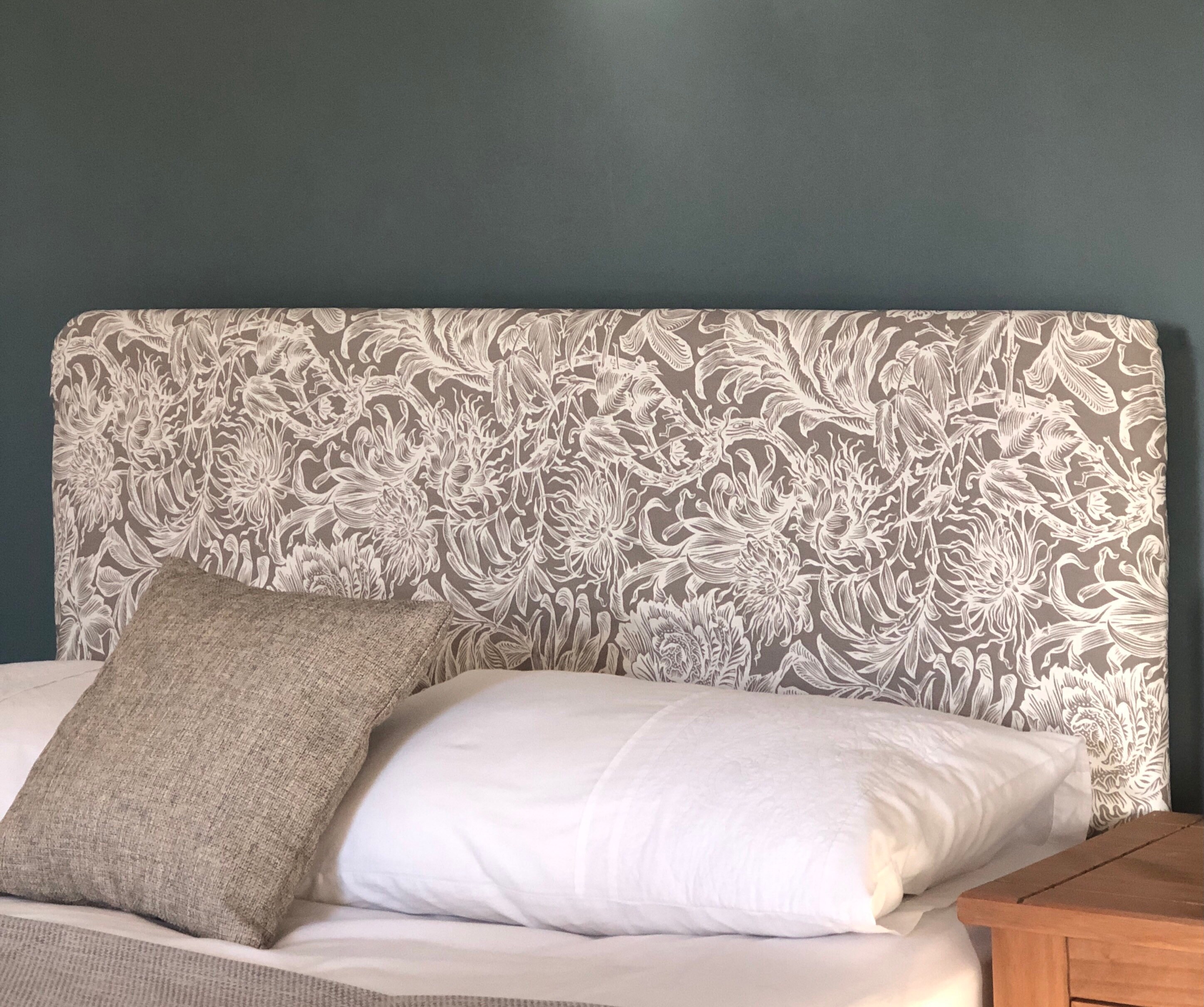 Headboard Cover Botanical Taupe & Cream Etsy