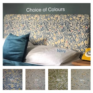 Headboard Fabric Cover - William Morris Style. Custom made to fit existing headboard, see description for full details.