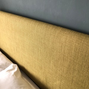 Headboard Cover Olive Linen stle, custom made to fit existing headboard, see description for full details. image 2