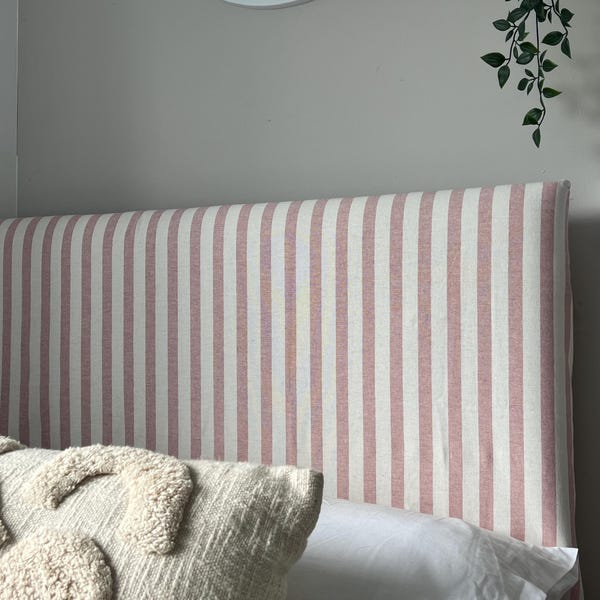 Bespoke Headboard Cover -  Candy Stripe - Dusky pink