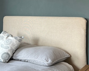 Headboard Cover - Cream textured, custom made to fit existing headboard, see description for full details.