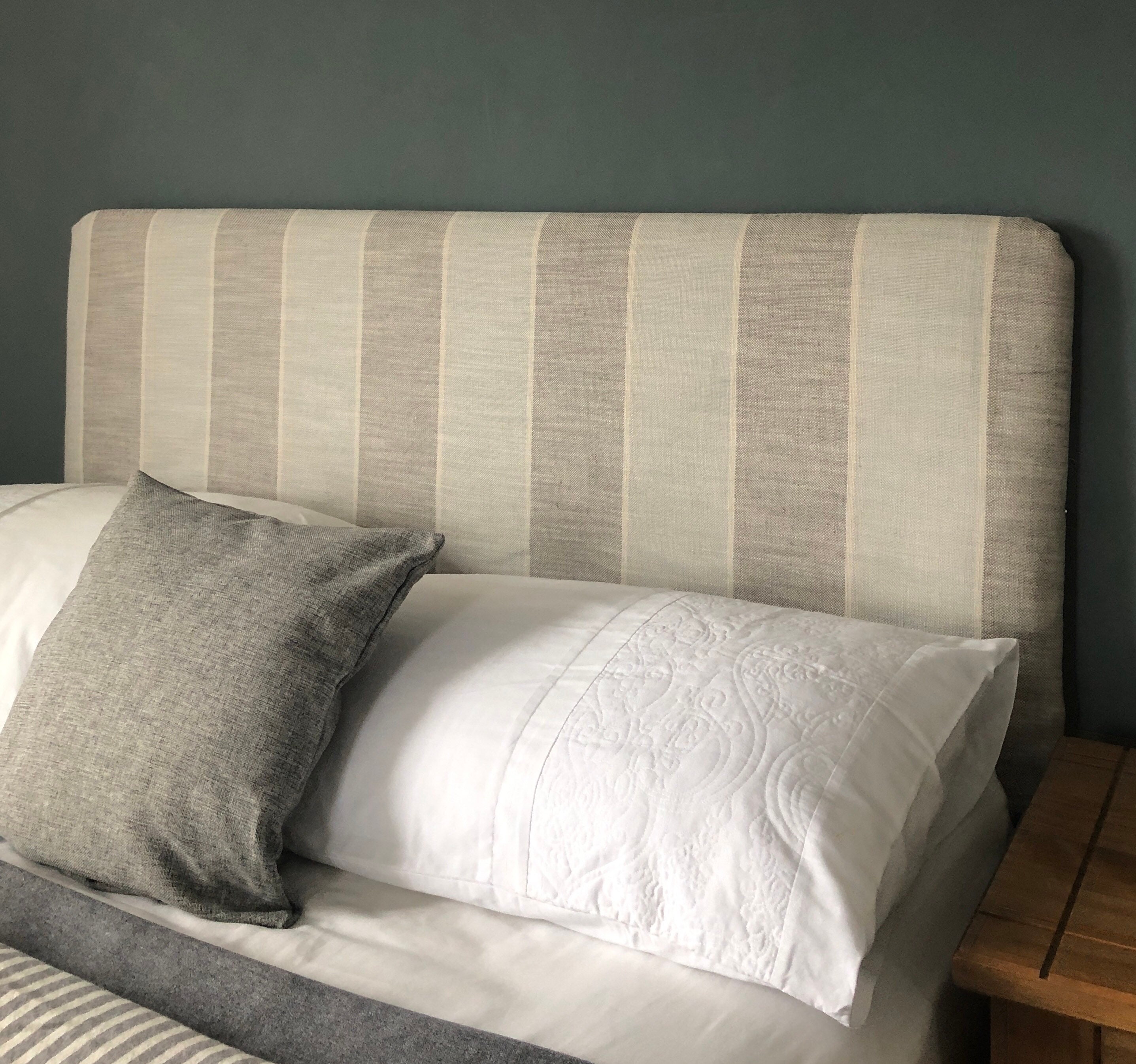 Headboard Cover Silver Grey Stripe linen style Etsy