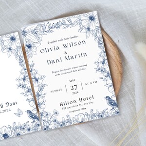 Elegante Wildblumen-Thema Hochzeit druckbare Karte, personalisiert und bearbeitbar, Hochzeitseinladung, Boho Wildblumen Einladung, Minimalist