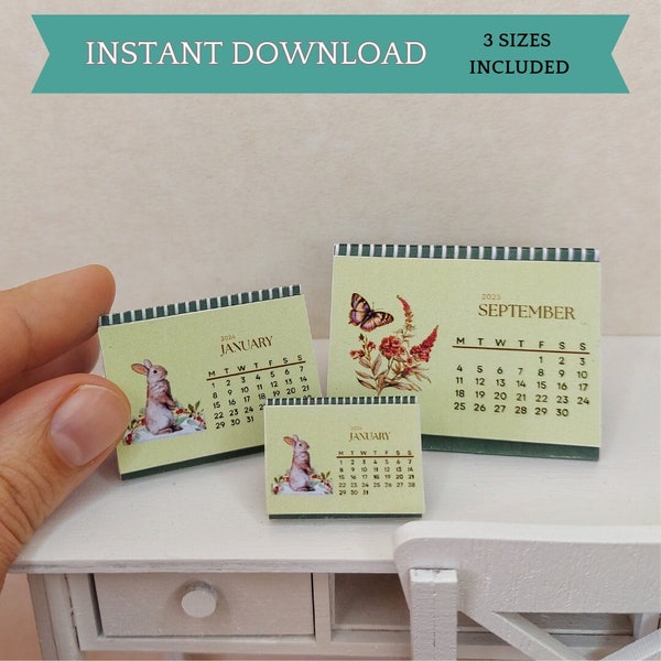 Miniature Desk 2024 Calendar in 3 sizes