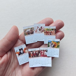 MINIATURE CAT CALENDAR 2026-2027, printable dollhouse wall decor, 2026-2027 image 6