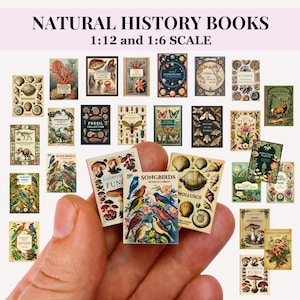 24 Naturgeschichte Buch-Cover - Printable Miniatures, vintage style