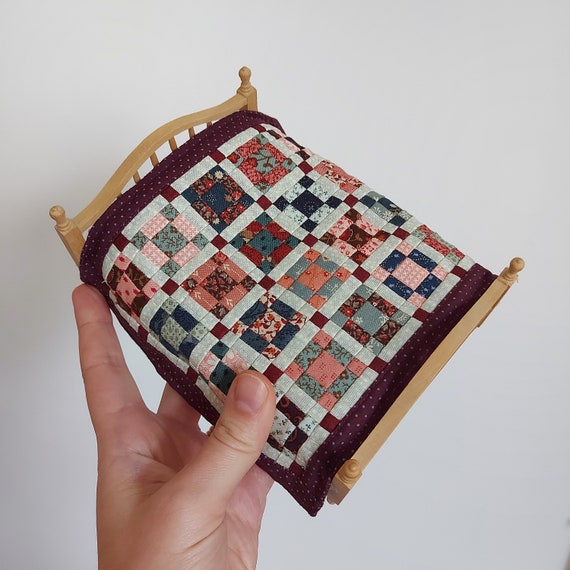 Miniature Dollhouse Quilt, 12th scale patchwork bedding