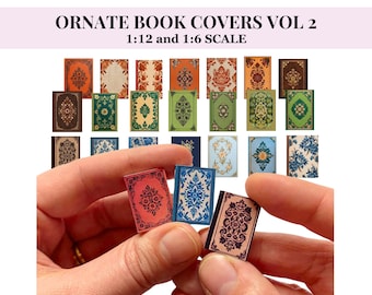 Vintage Ornate Book Covers- Printable Dollhouse Miniatures, antique style, VOL 2, gilded, medieval style