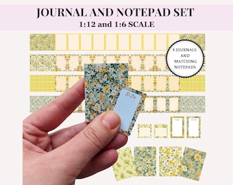 PAPELERÍA FLORAL EN MINIATURA, Escala 1:12 y 1:6, set de diarios y cuadernos de primavera, Pdf