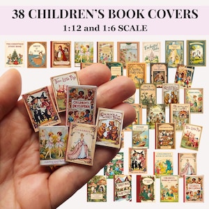 38 couvertures de livres pour enfants - miniatures de maisons de poupées imprimables, style vintage