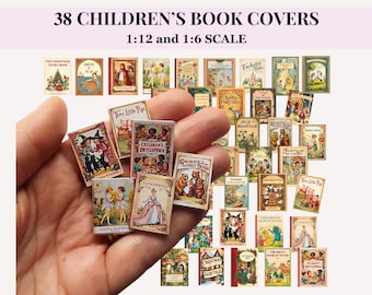 38 Children&#39;s Book Covers- Printable Dollhouse Miniatures, vintage style