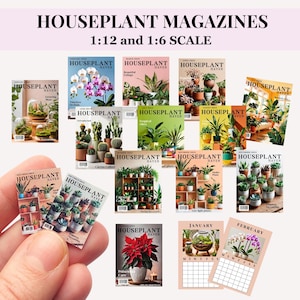 Puppenhaus Miniatur druckbare Hauspflanze Magazinhüllen mit Wandkalender, digitaler Download