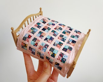 Miniature Dollhouse Quilt, 12th scale patchwork bedding