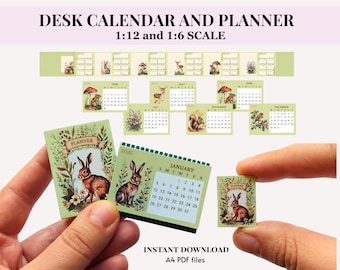 Dollhouse Calendar & Planner Set: Woodland Theme Miniature Printables (PDF Download)