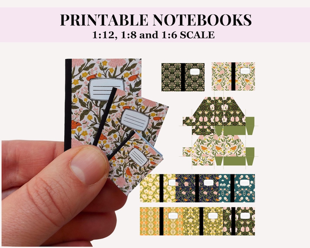 Miniature Composition Notebooks and File Holders, Printable DIY - Etsy