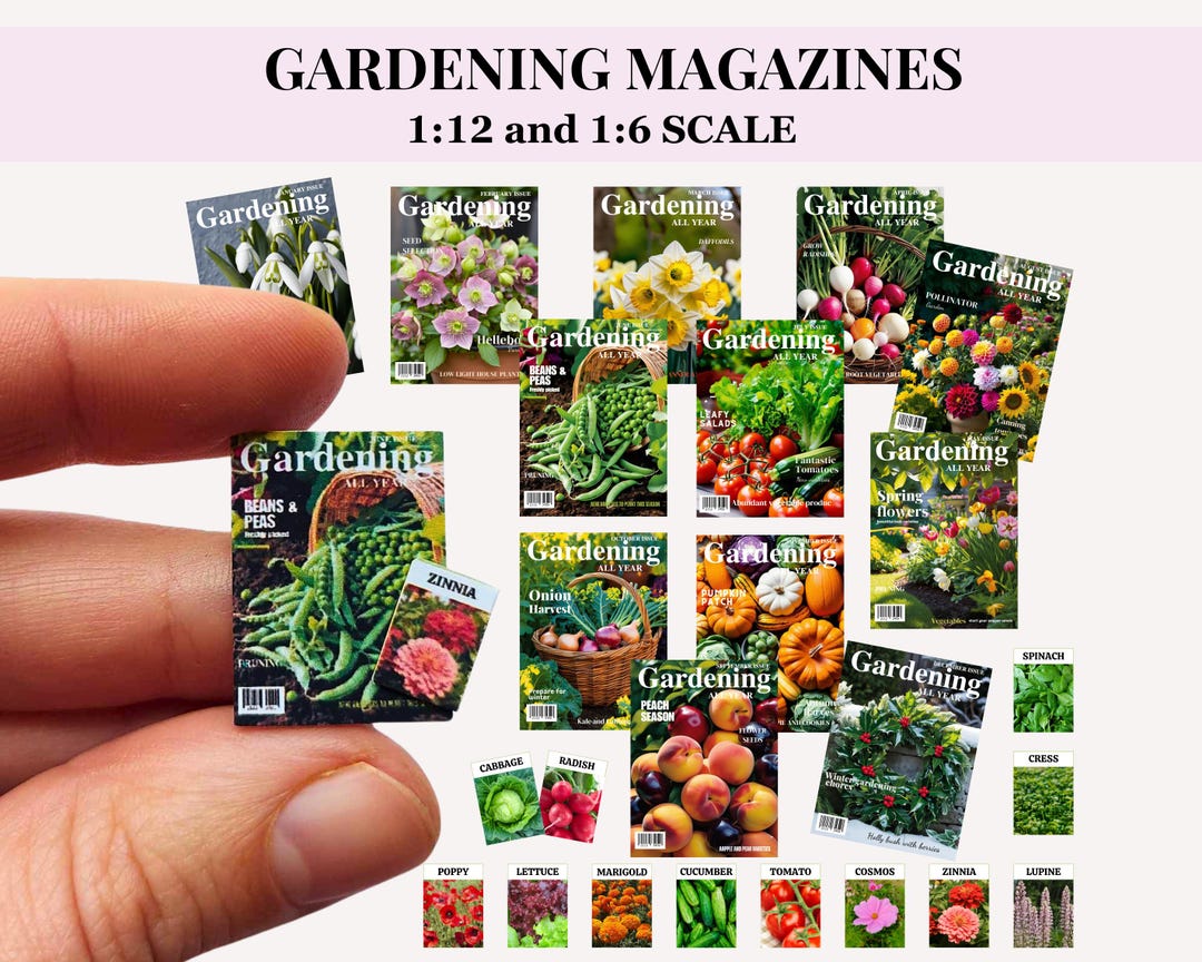 Dollhouse Miniature Printable Gardening Magazine Covers With Seed ...