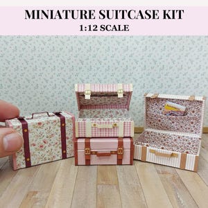 PRINTABLE MINIATURE SUITCASES, 4 vintage style openable trunks in 1:12 for dollhouses, mini papercraft