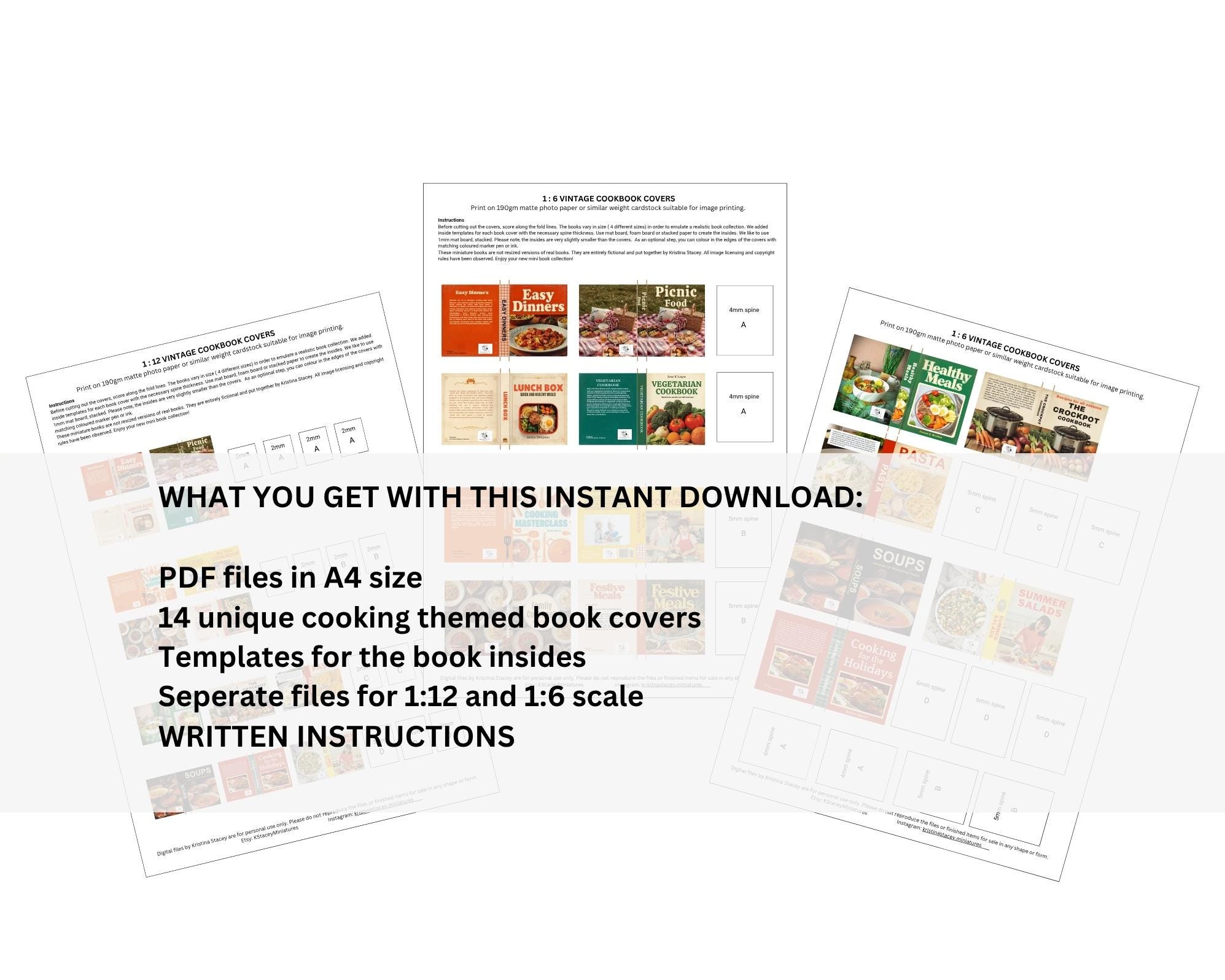 VINTAGE MINIATURE COOKBOOK Covers, 12th and 6th Scale Printable ...