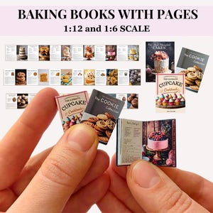 3x ausdruckbares Puppenhaus Miniatur Backbuch, 12.6.12 Seiten, zum sofortigen Download