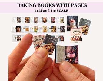 Libri di cucina in miniatura stampabili in scala 12 e 6 – 3 libri di ricette per case delle bambole da scaricare digitalmente