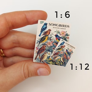 Puede incluir: Dos libros en miniatura titulados "Songbirds in Your Garden" con coloridas ilustraciones de p&aacute;jaros. El libro m&aacute;s grande est&aacute; a escala 1:6 y el m&aacute;s peque&ntilde;o est&aacute; a escala 1:12.