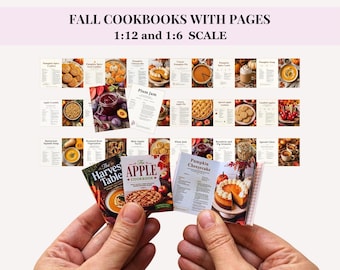 MINIATURE COOKBOOKS with PAGES for a 12th and 6th scale dollhouse – 3 fall themed recipe books