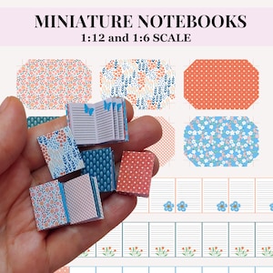 Printable Miniature Notebooks with pages, 6 designs